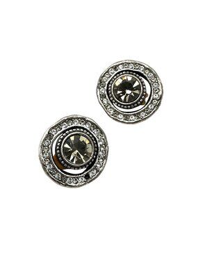 Patricia Locke Swarovski Crystal Silver Tone Clip Earrings